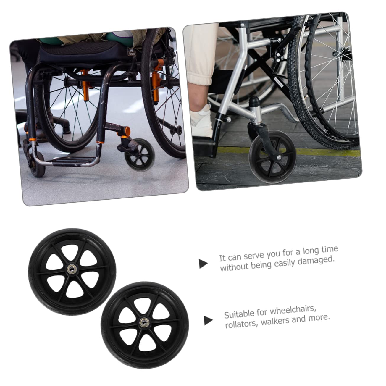 SEWACC 2Pcs Flexible Wheelchair Front Caster Wheels Heavy Duty Replacement Wheel Accessories for Wheelchair Parts Durable and Multipurpose Design
