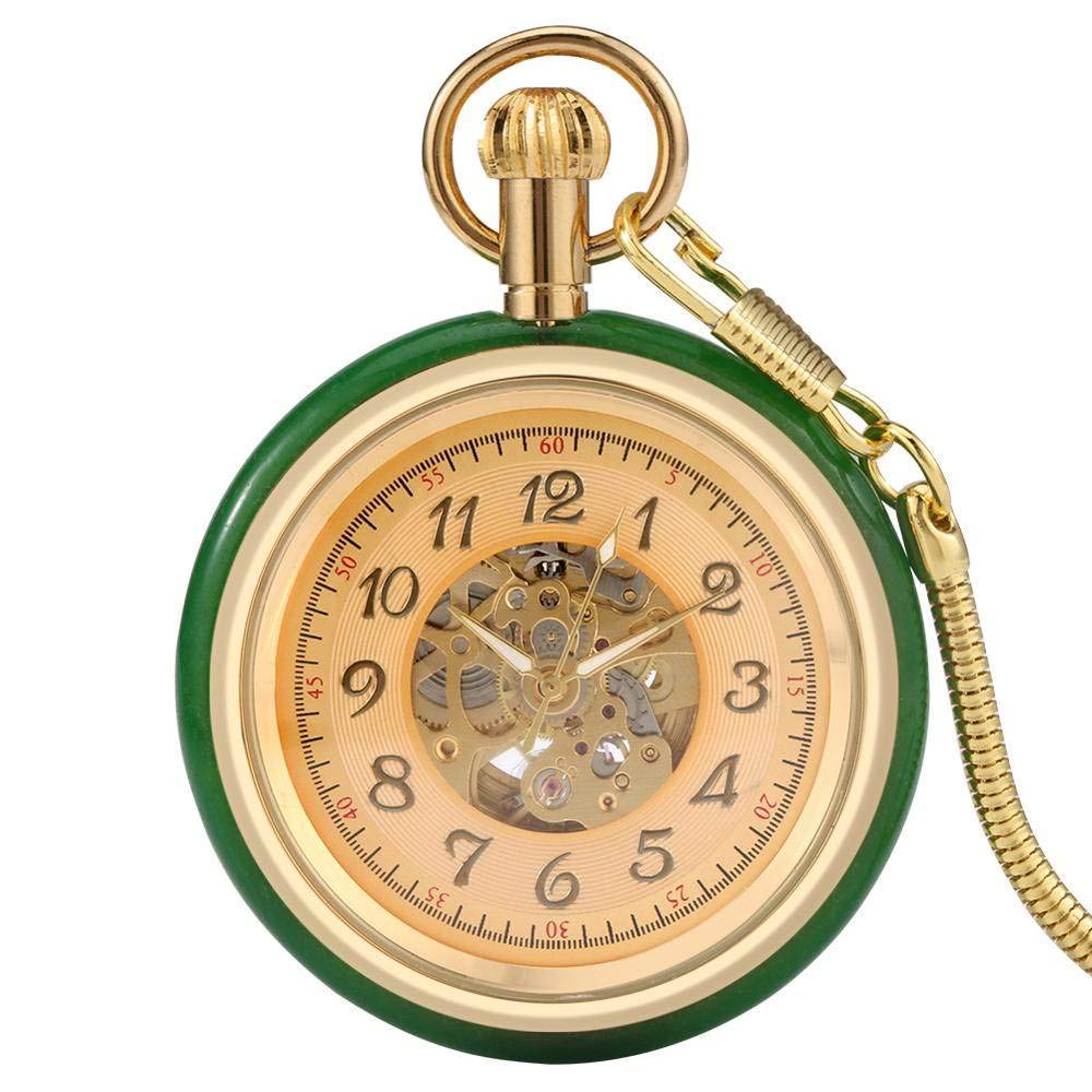 Maskis Pocket Watch Superb Jade Golden Automatic Mechanical Pocket