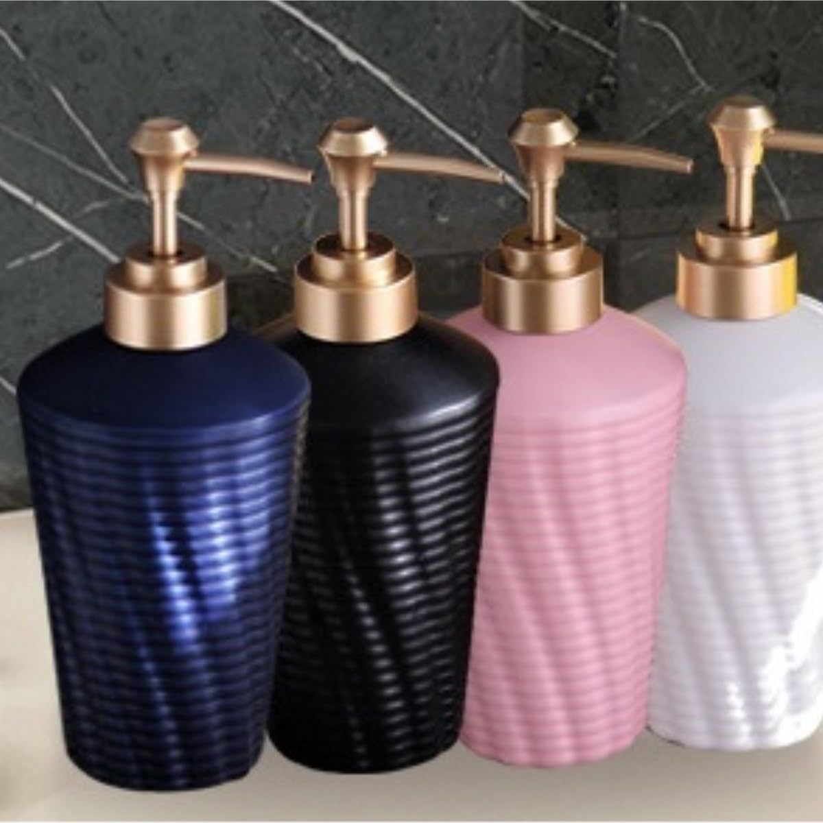 Dispenser Sapone Ricaricabile Bottiglie di Liquido in Ceramica per Bagno, Fattoria, Cucina, Ufficio Dosatore Liquido(Pink)