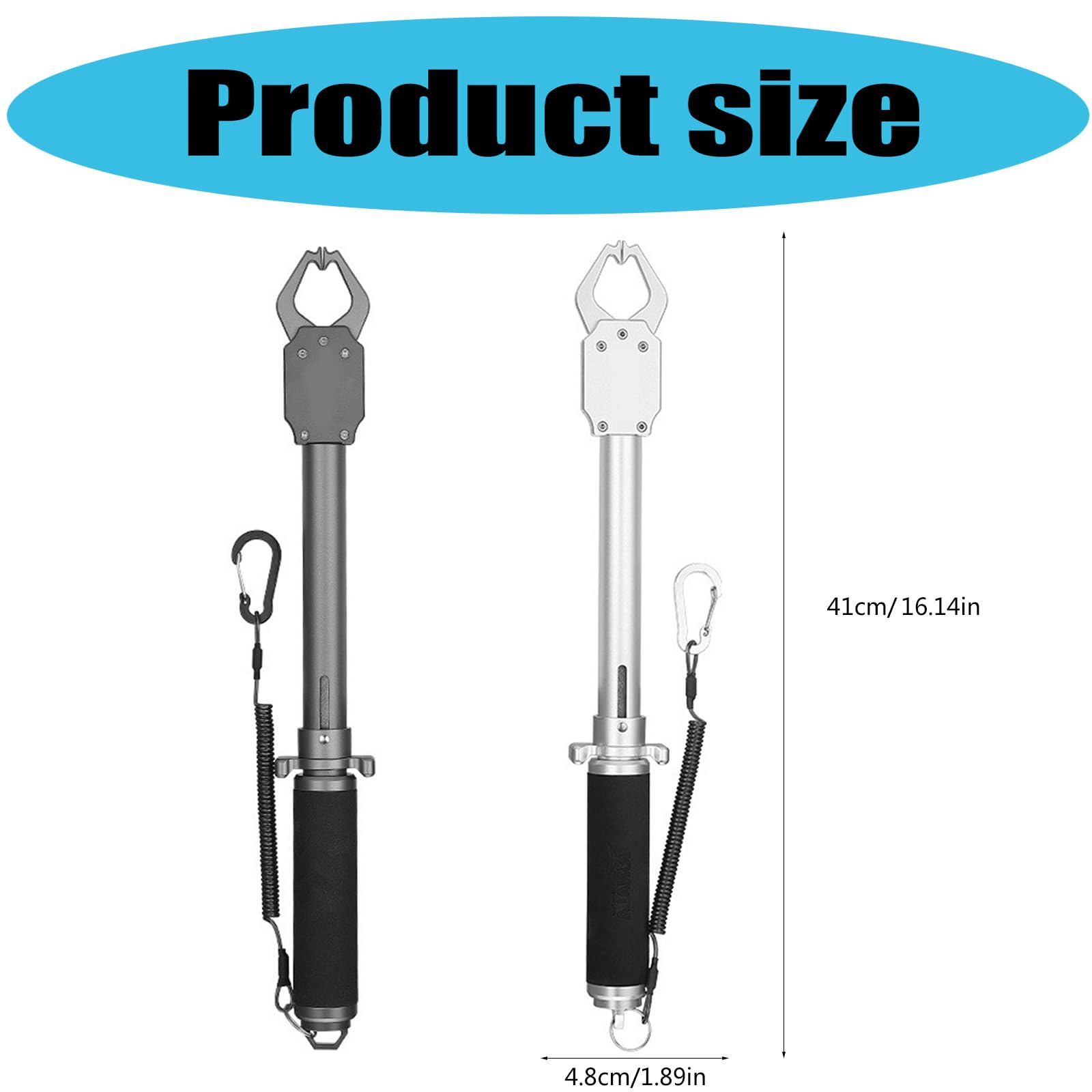 Zangen Lippengriff Fisch Controller, Aluminiumlegierungen, Fisch Lippengreifer Körperklemmen mit rutschfestem und Lanyard Angelklemme