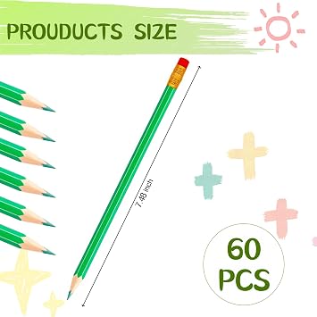 60 Pcs Erasable Checking Pencils, Pre-Sharpened, for Marking, Coloring, Tests, Grading, Office (Green)