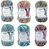 6x 100g Sockenwolle Paket Gründl Hot Socks Simila #03 mit Anleitung und Größentabelle, 2 gleiche, identische Socken stricken