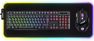 Kit Gamer RGB Teclado Semi mecânico Mouse Gamer 3200Dpi Pad Speed led Extra Grande