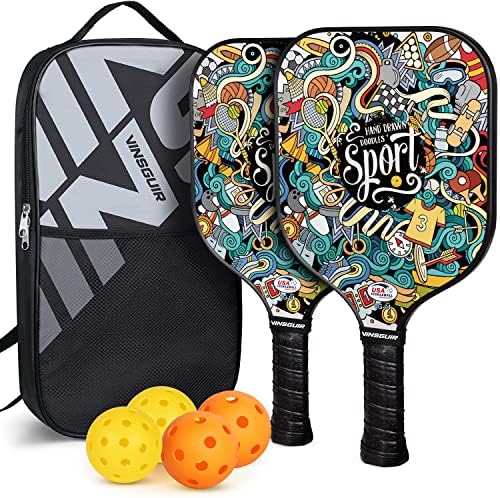 VINSGUIR Pickleball Paddles Set, USAPA Approved Pickle Ball Paddle Set of 2 with 4 Pickleball Balls and Bag, Pickleball Rackets Gifts for Women Men Beginners VINSGUIR Pickleball Paddles Set, USAPA Approved Pickle Ball Paddle Set of 2 with 4 Pickleball Balls and Bag, Pickleball Rackets Gifts for Women Men Beginners