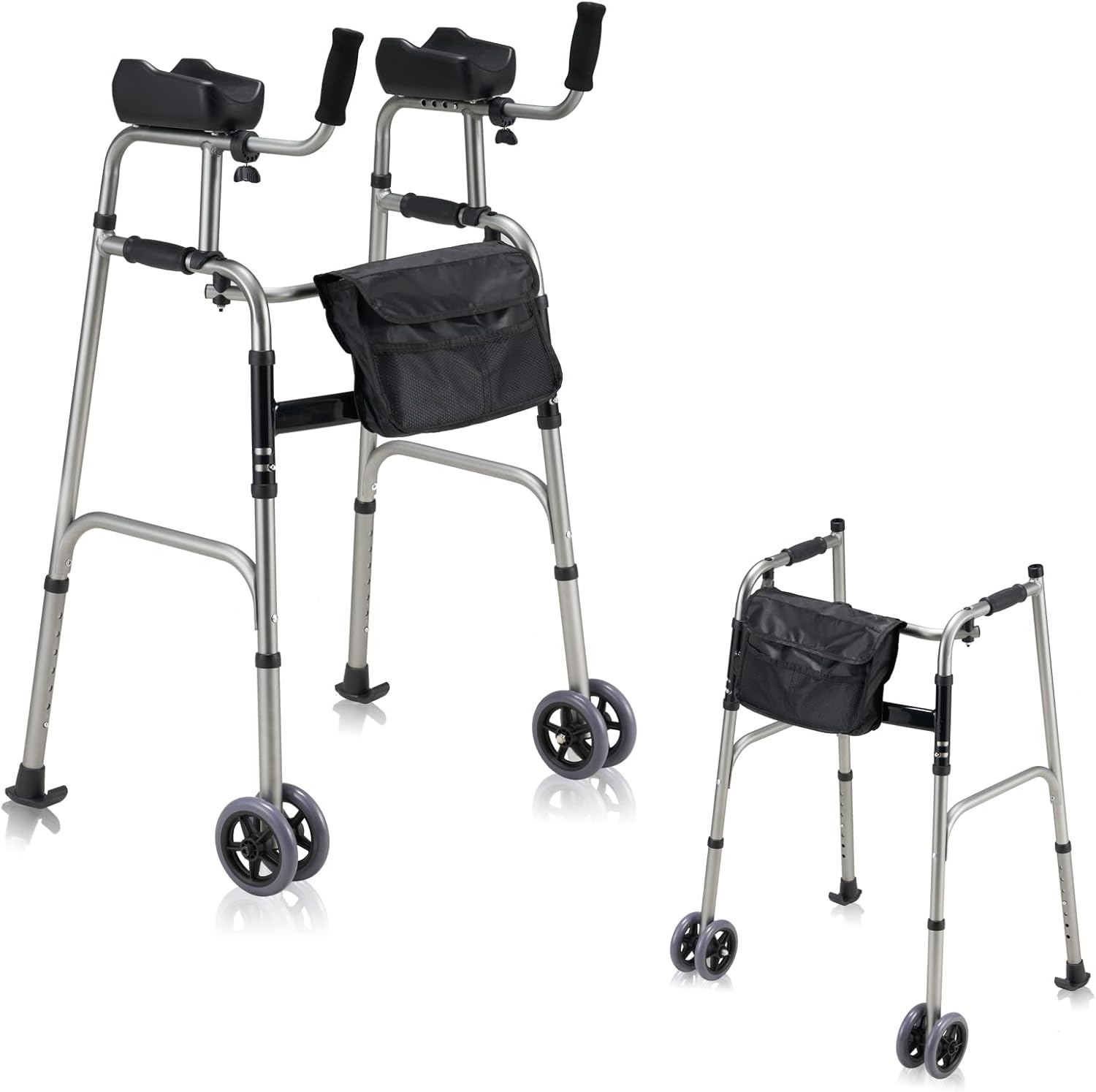 Spurgehom Folding Walker with Arm Rest Pad Support 350lbs