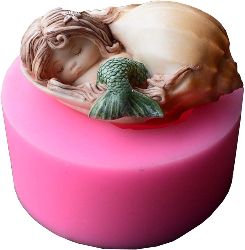 Shell Mermaid Silicone Cake Molds,Mermaid Candle Molds Soap Molds Fondant Cake Mould for Baby Mermaid