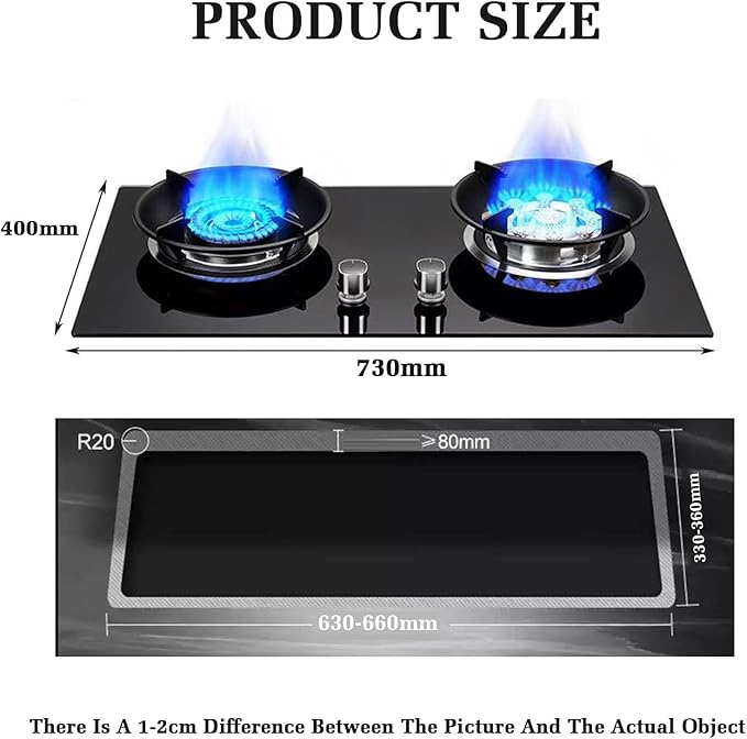 Estufa de Gas Portátil 2 Puestos 5.2KW para Cocina con Vidrio Templado miniatura 3