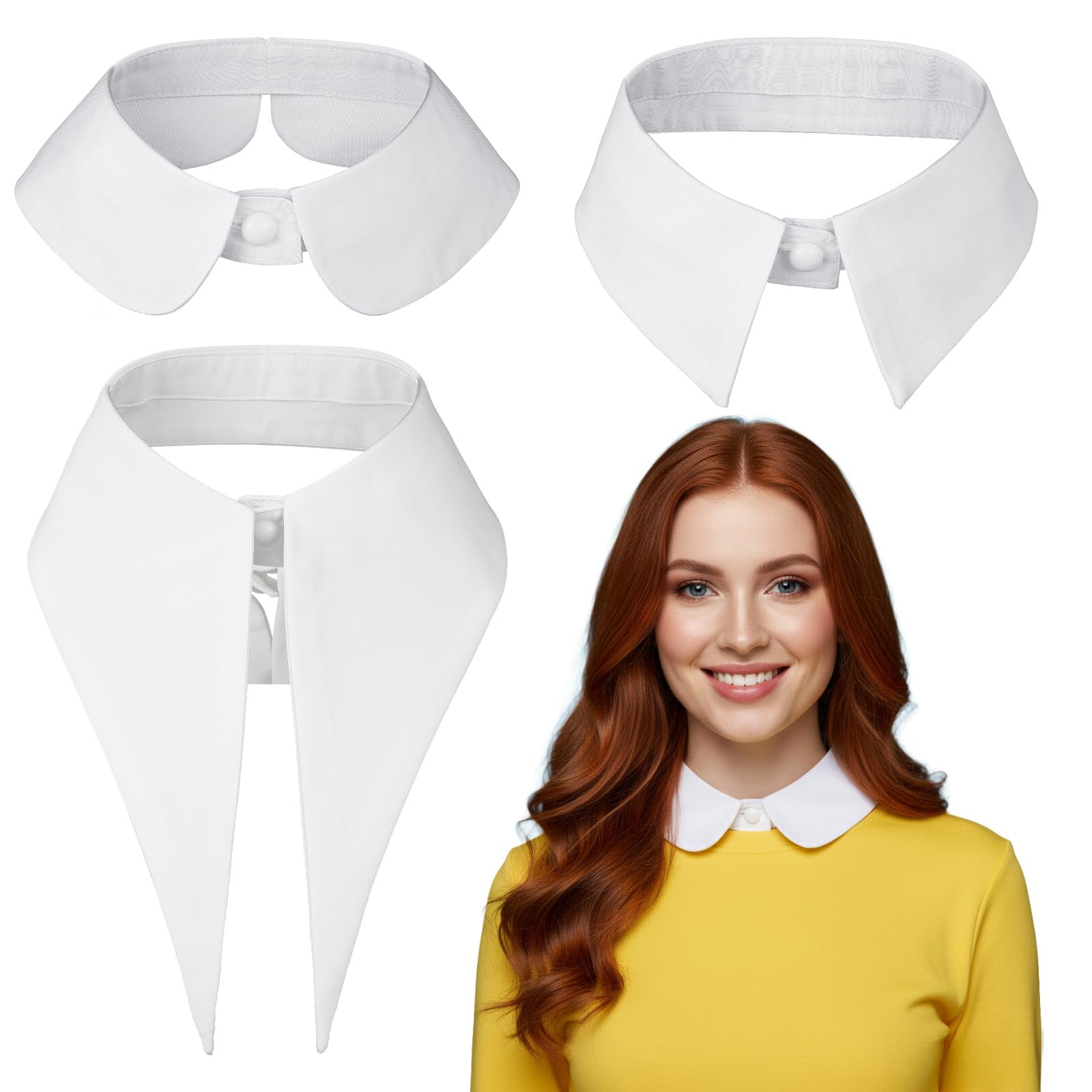 3Pcs White Fake Collar Dickey Collar Half Shirt Collars (3 Styles)