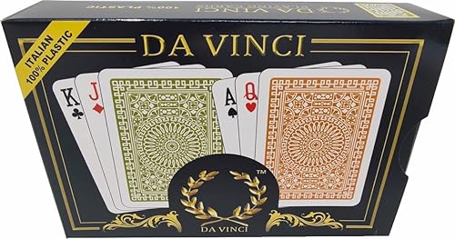 DA VINCI Palermo, cartas italianas 100% de plástico, juego de 2 barajas con estuche rígido y 2 cartas cortadas (índice regular de tamaño póquer)