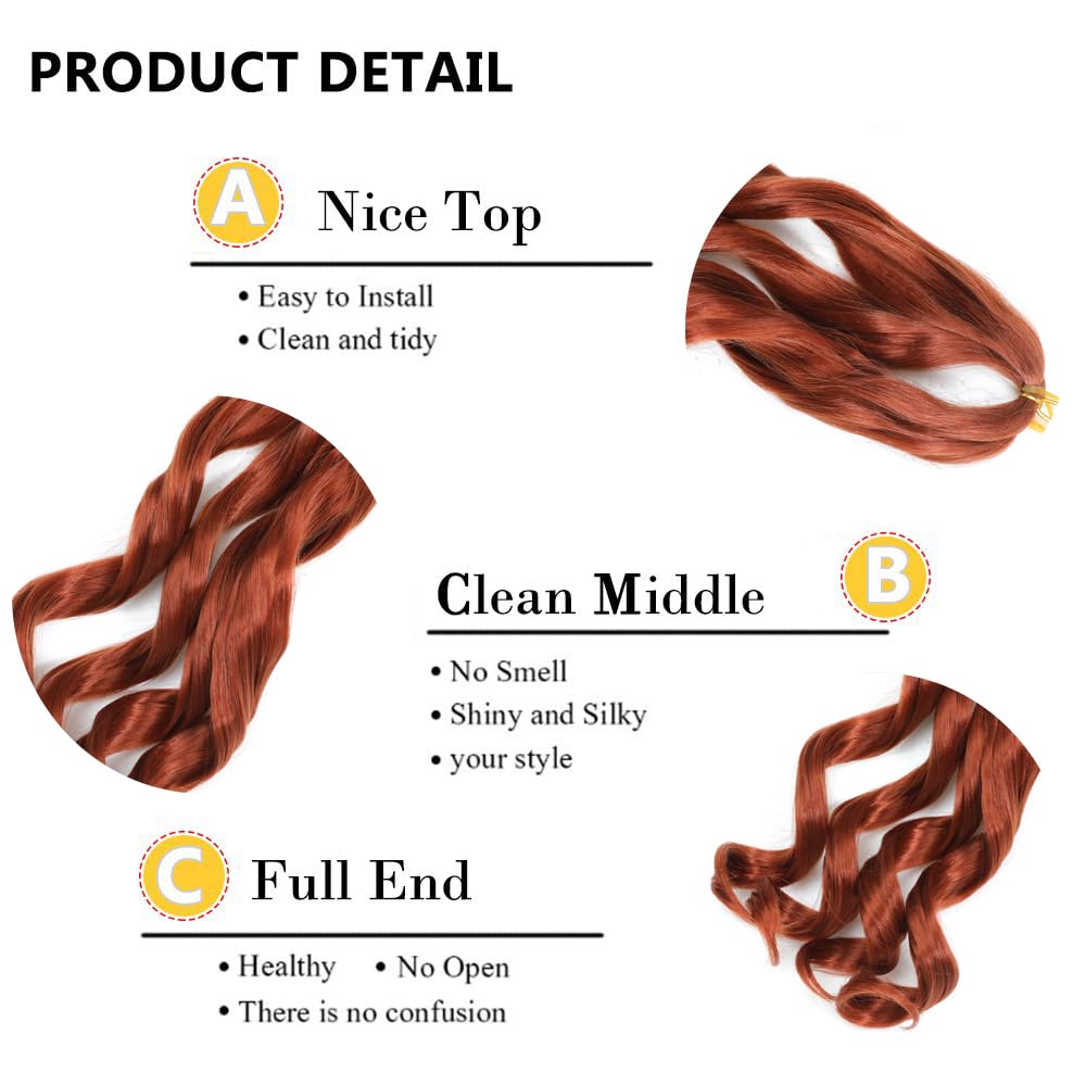 French Curl Braiding Hair 20 Inch 8 Packs Curly Braiding Hair Pre Stretched French Curls Braiding Extension Curl Crochet Braids Spiral Extensions (350# - Image 4