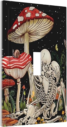 Placas de pared decorativas de 1 cuadrilla, diseño de calavera de hongo, esqueleto, luna, placa frontal de flora para cocina, sala de estar,