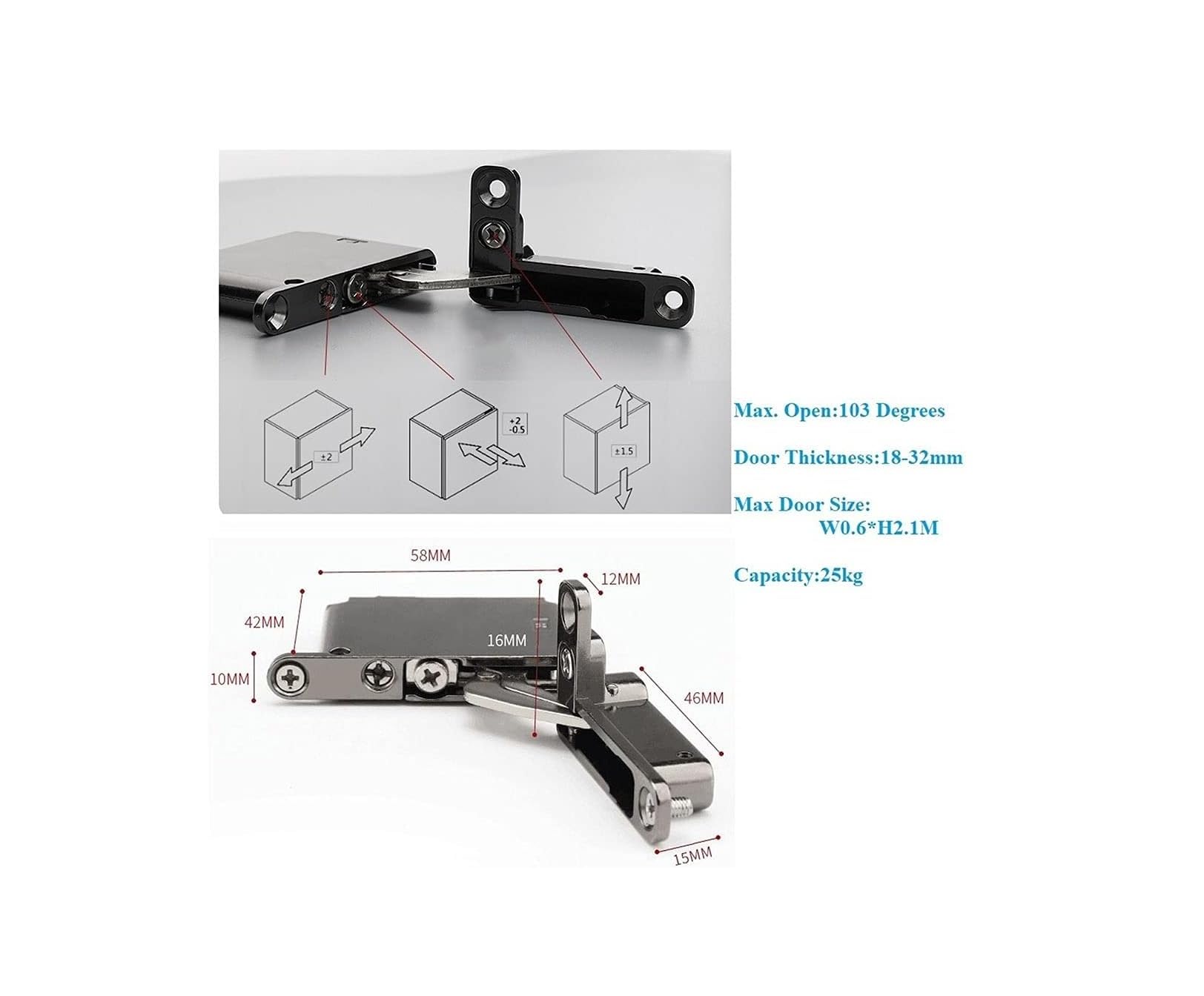 Bisagra de pivote oculta de cierre suave - Bisagras ocultas de aleación de zinc de 40 mm(1 Pair and Bracket)