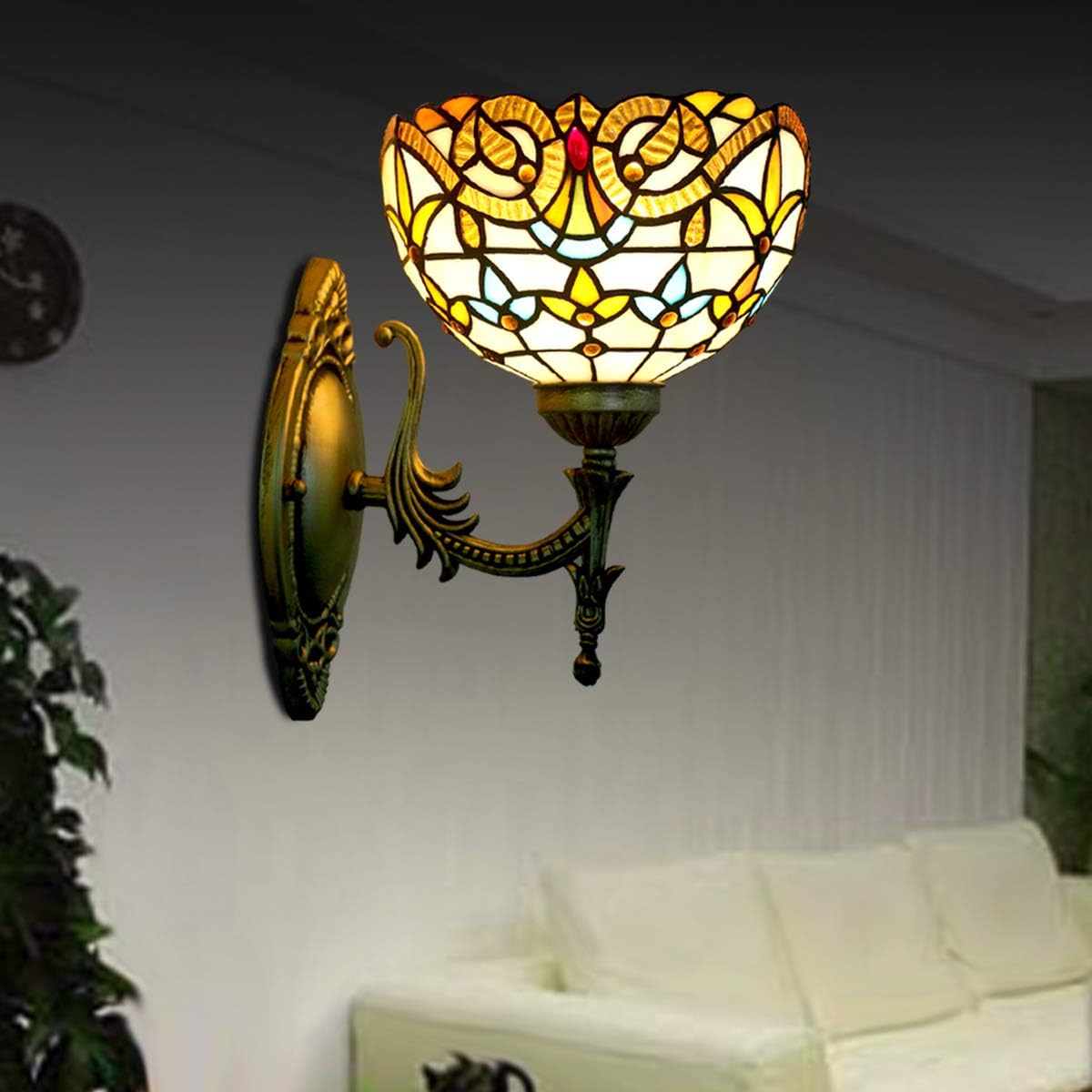 Exсluѕіvе Dіѕсоunt 70% Prісе Tiffany Lamp LED Wall Sconce Light Fixture Stained Glass Shade Living Room Bedroom Bedside Wall Lamp