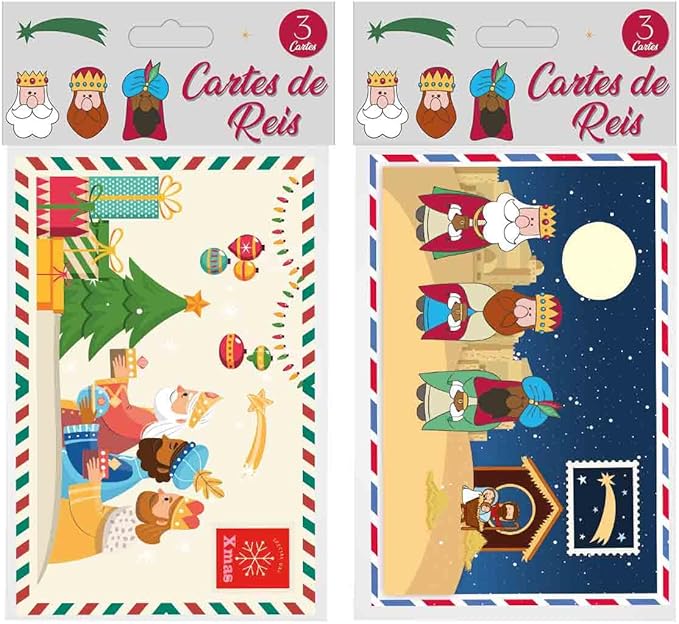 Pack de 3 cartas para los Reyes Magos en catalán con decoración dorada