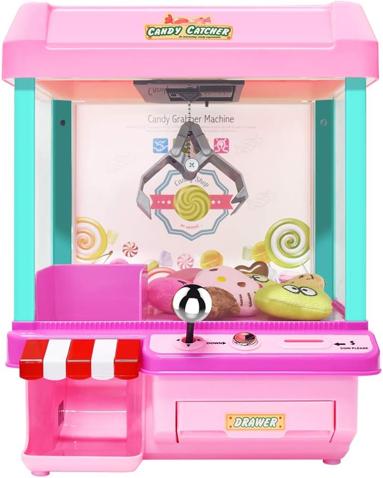 The Toy Grabber Claw Machine for Kids，Indoor Arcade Gams, Ideal for Use with Small Toys / Candy,Features LED Lights and Sound Effects, Mini Candy Claw Toys for 1 2 3 4 5 Year Old Boys Girls Best Gift