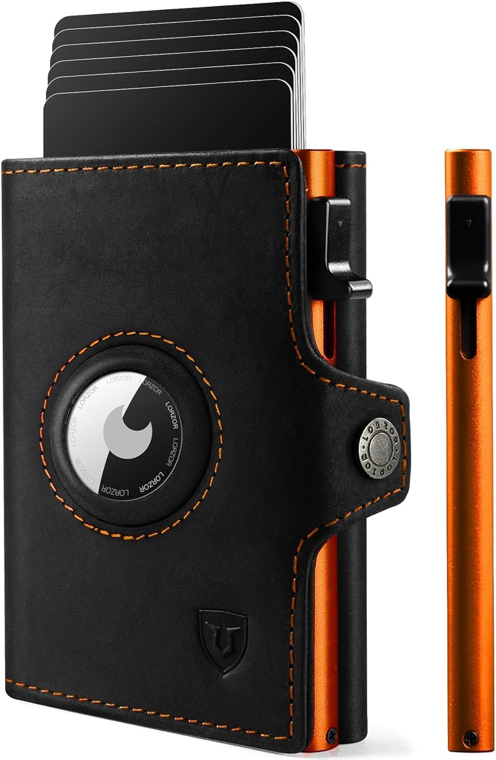 LORZOR Portafoglio Airtag, Portafoglio Uomo Slim con Portamonete e Porta Carte di Credito, Porta Tessere con Protezione RFID, Portafoglio Uomo in Pelle, Portafoglio Airtag per 10 Carte