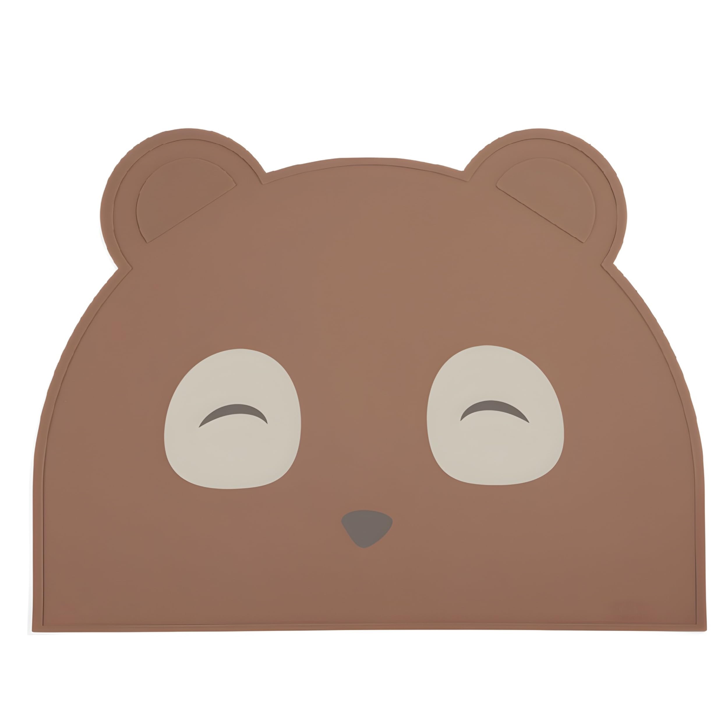 Nuuroo Chocolate Malt - Bear Baby Silicone Placemat, Lfgb Food-Grade Silicone Kids Placemat, Non-Slip Stain Resistant Portable Food Mats For Kids & Toddlers, Designed In Denmark (Chocolate Malt - Bear)
