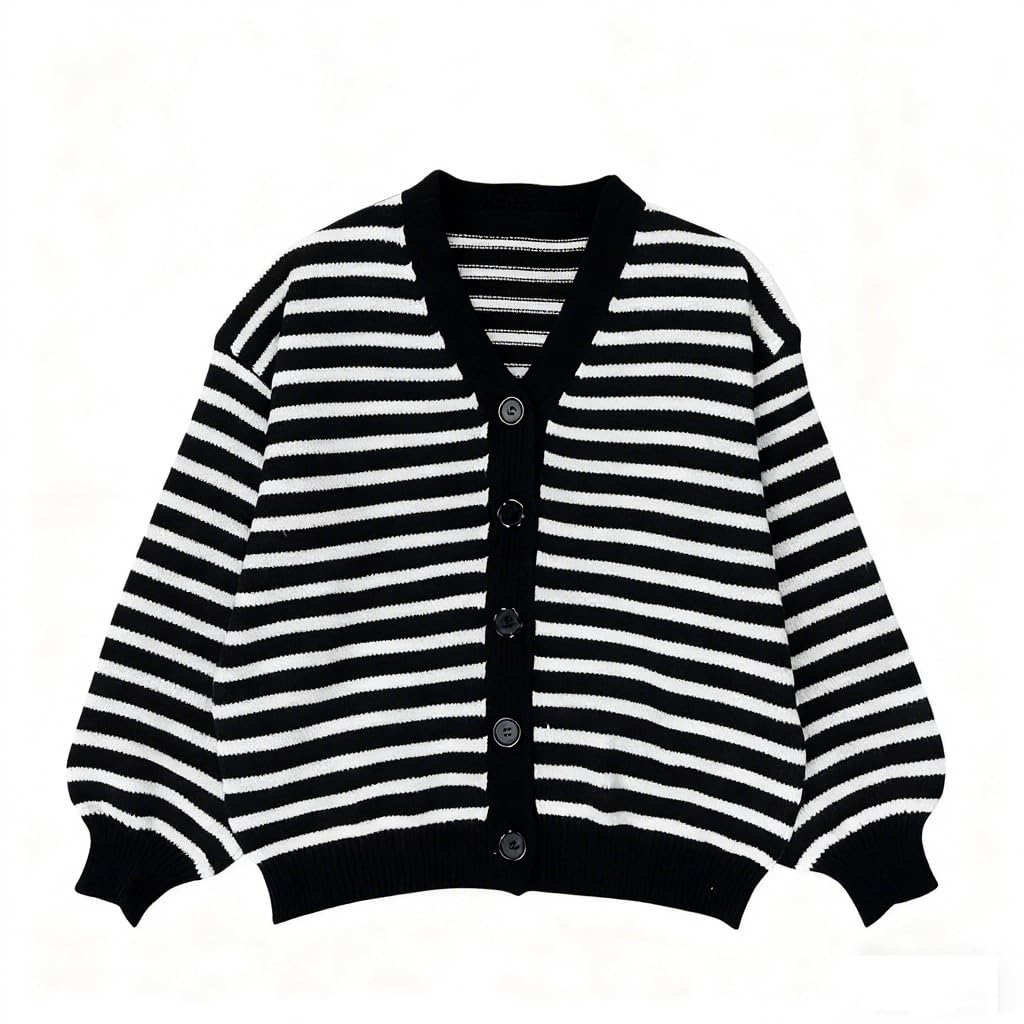 Knitted Cardigans for Women Mixed-Pattern Striped Knit Jumper Long Sleeve Womens Cardigan Sweater