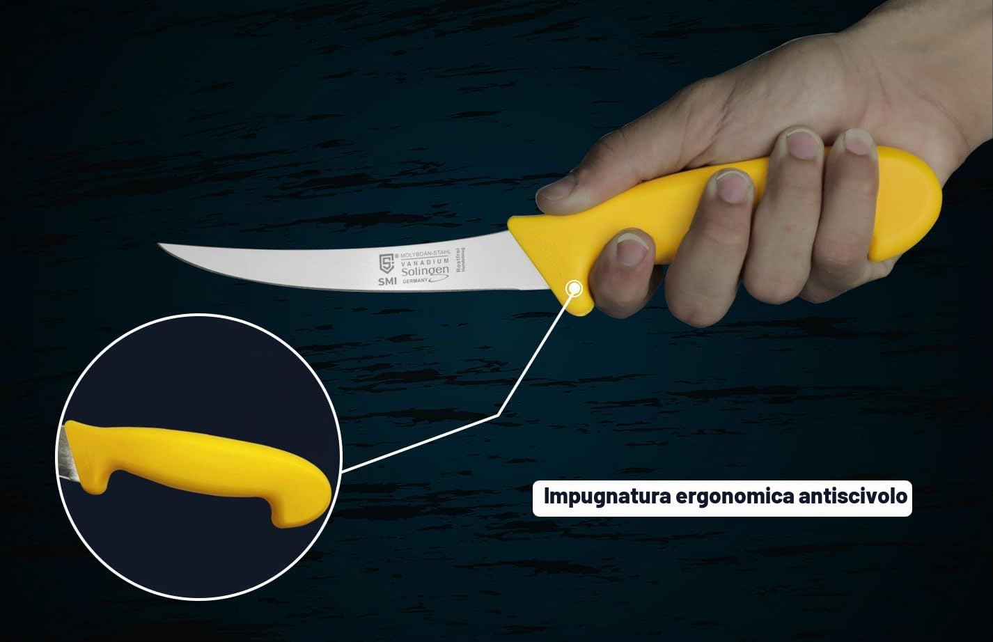 SMI - 3 Solingen Coltelli per disossare set, Coltelli da macellaio, Coltello da carne, Coltello da cuoco, Coltello da cucina - Made in Germany