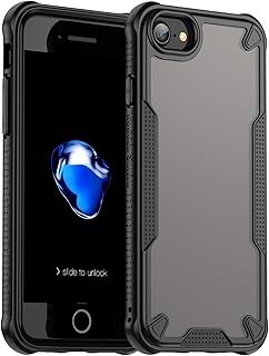 Funda para Apple iPhone 7/8/ SE2/ SE3 Protectora Case Uso Rudo, Reforzada en Las Esquinas, Antideslizante, Resistente a caídas, Borde TPU y Panel Trasero PC Gris Esmerilado
