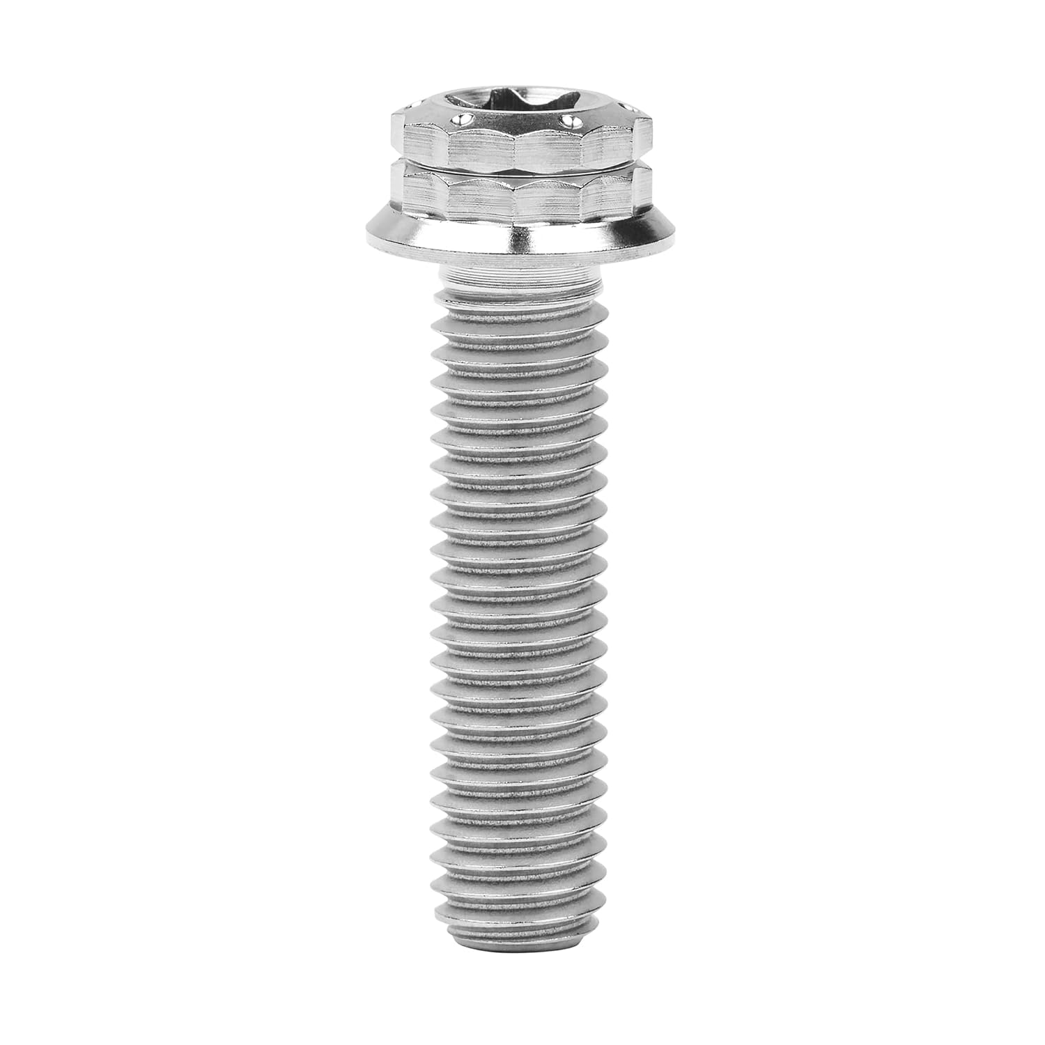 Titanium Flange 12 Point Head M10 x20 25 30 35 40 45 50 55 60 65 70 mm Bolt Screw Pack of 4 (M10x35mm Pitch 1.5mm, Silver)