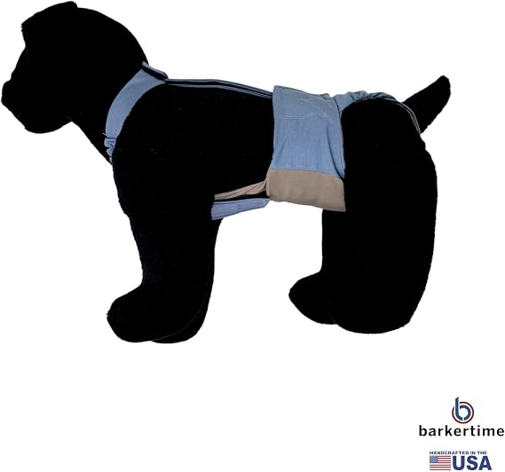 Light Blue Dog Diaper Snappy Overall, M - Belly Band Alternative - Made in USA