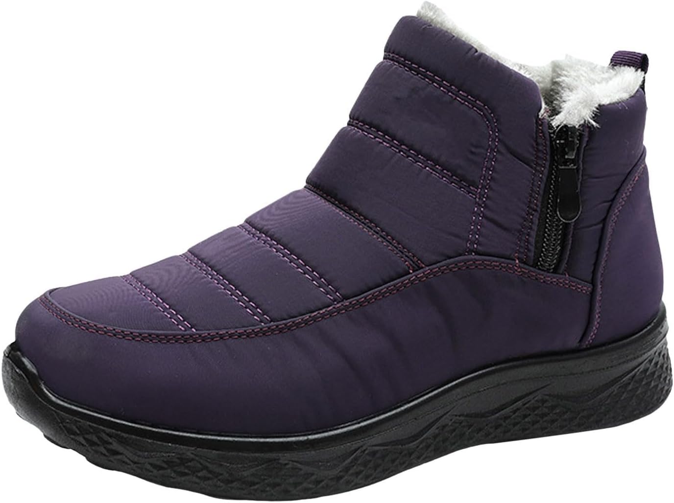 Snow Boots for Women Winter Boot with Comfortable Warm Fur Lined Ankle Booties Zip Up Outdoor Anti-slip Waterproof Short Slip On Lightweight Anti-Slip Sneaker Platform Stylish Fuzzy Booties