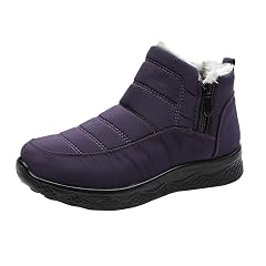 Womens Winter Snow Boots Fur Lined Warm Ankle Boots Zipper Slip on Snow Ankle Boots Lightweight Outdoor Shoes