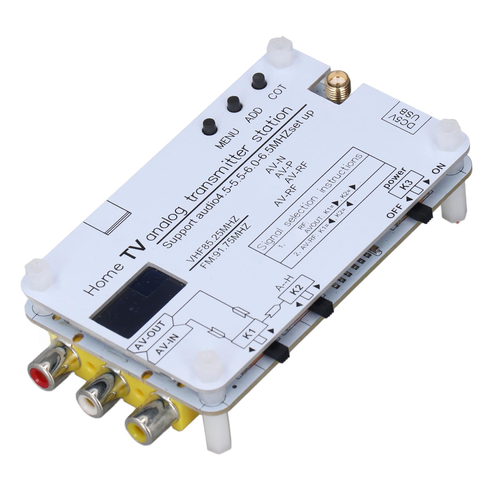 Trasmettitore di segnale TV analogico, AV HD Input, N a P Sistema, 20m Raggio, Frequenza VHF UHF, 4.5-6.5 MHZ Audio, DVD VCD PC Mobile Phone Sorgenti di segnale