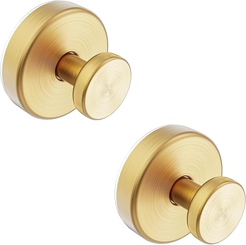 Ganchos para colgar toallas, batas de baño o esponjas, ideales para duchas, ventanas, puertas de vidrio, paquete de 2 unidades, color dorado