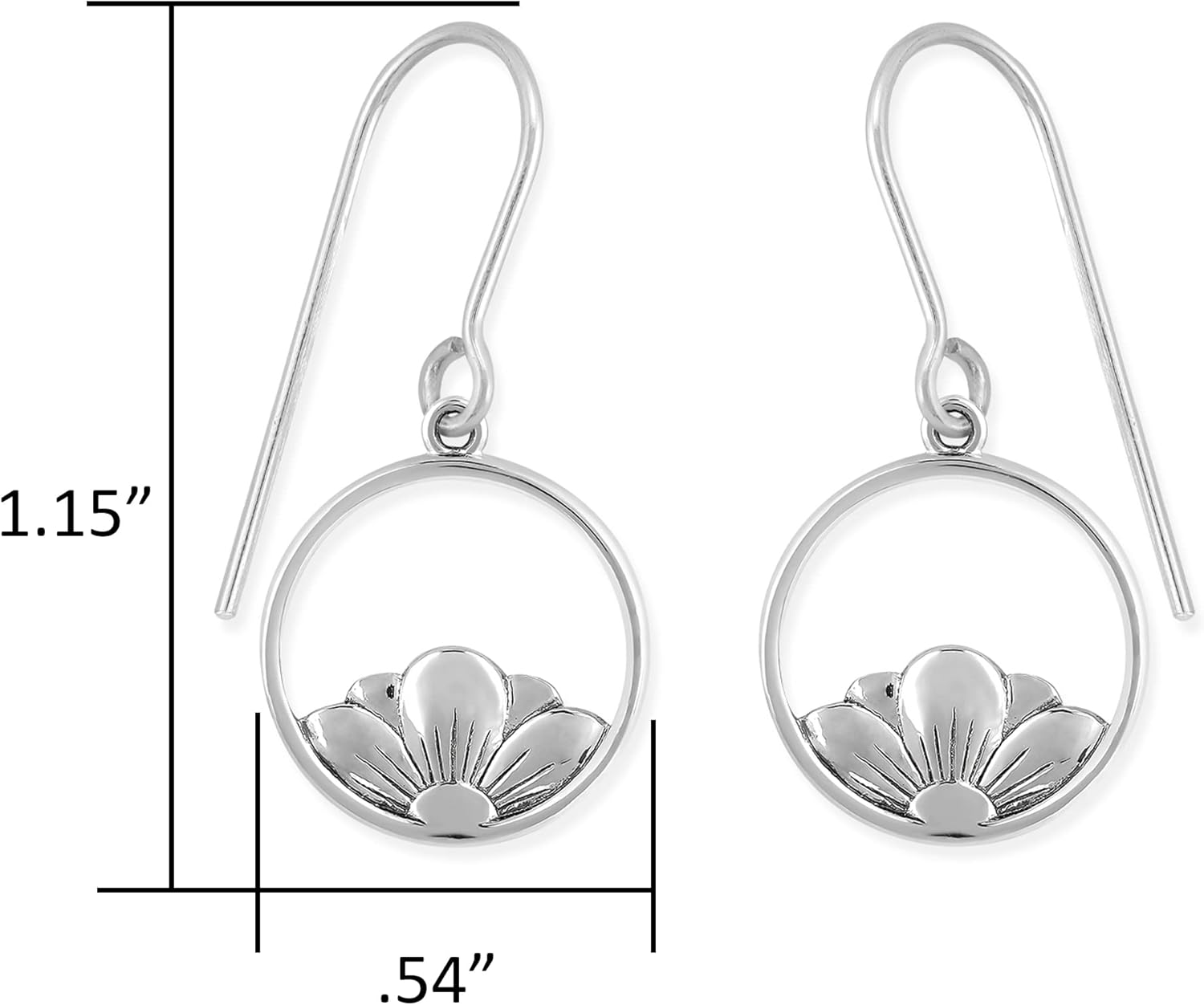Boma Jewelry Sterling Silver Open Circle Flower Dangle Earrings - Image 4