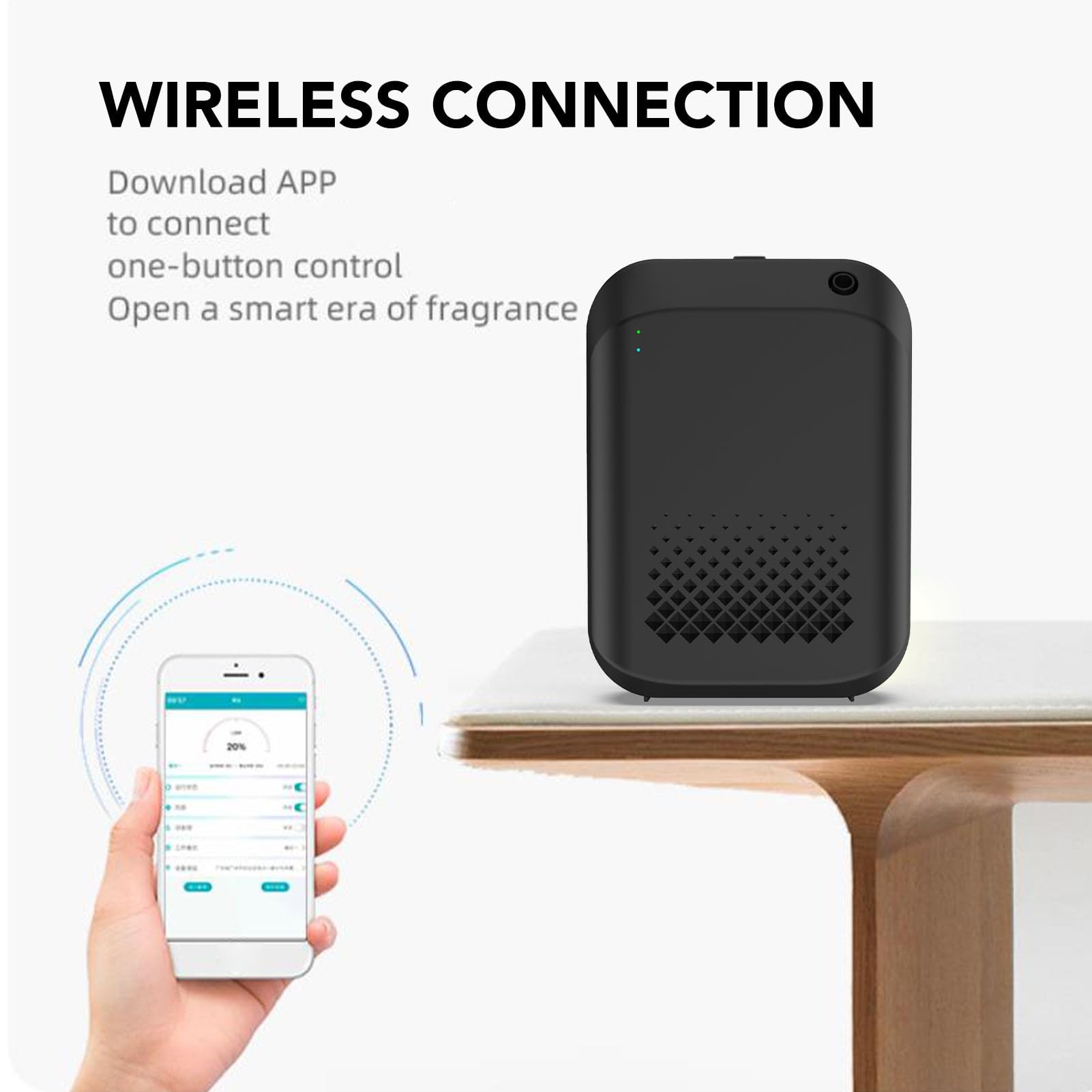 Asixxsix Inteligentna maszyna zapachowa, dyfuzor olejków eterycznych 150 ml, dyfuzory do aromaterapii z technologią zimnego powietrza, dyfuzor zimnego powietrza Bluetooth do domu (BLACK)