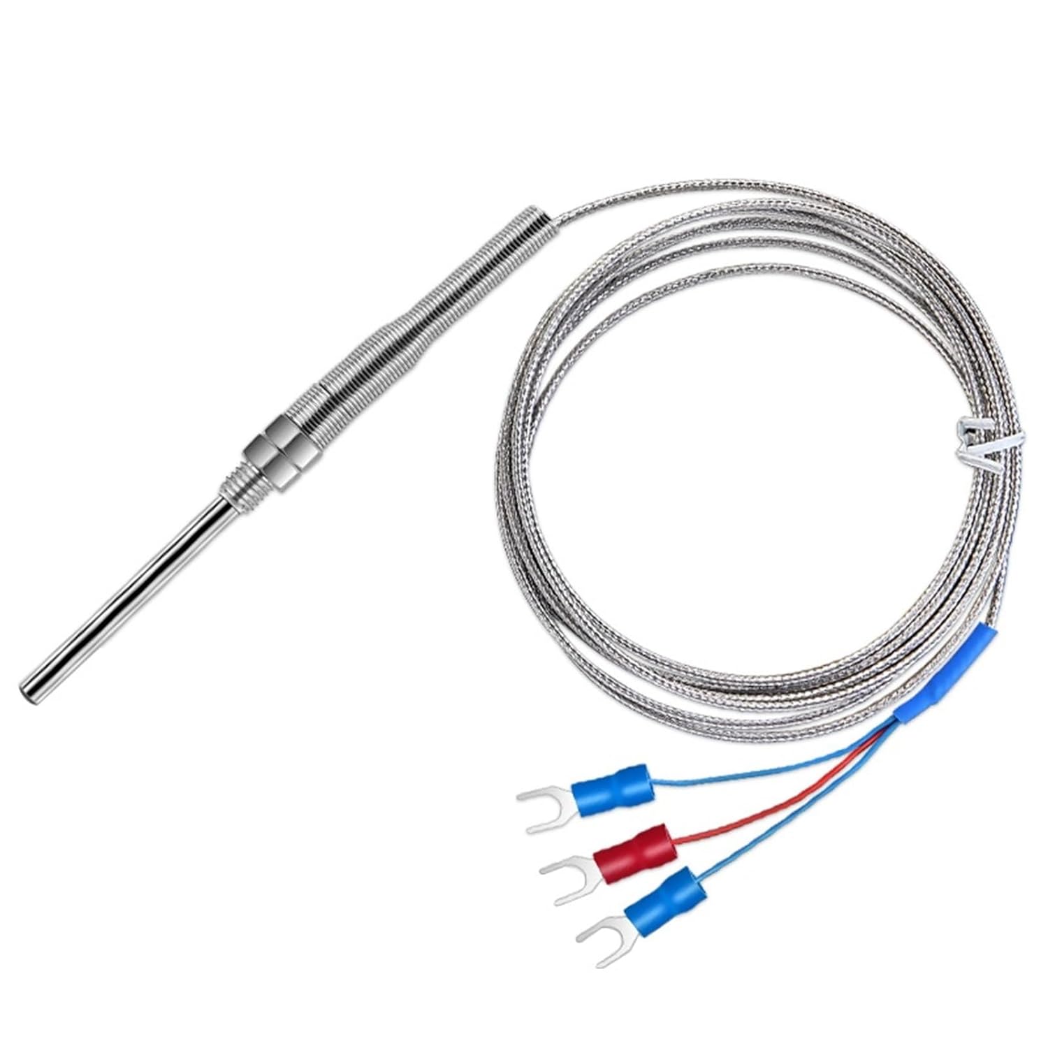 Thermocouple M8 PT100 Type 1-5m Temperature Sensor 50-200mm Probe Screw Thread Cable 1Pcs(PT100 5 Meter,100mm)