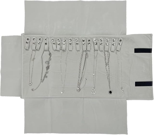 UnionPlus Velet Travel Jewelry Case Roll Bag Organizer for Necklace Bracelet Earrings Ring