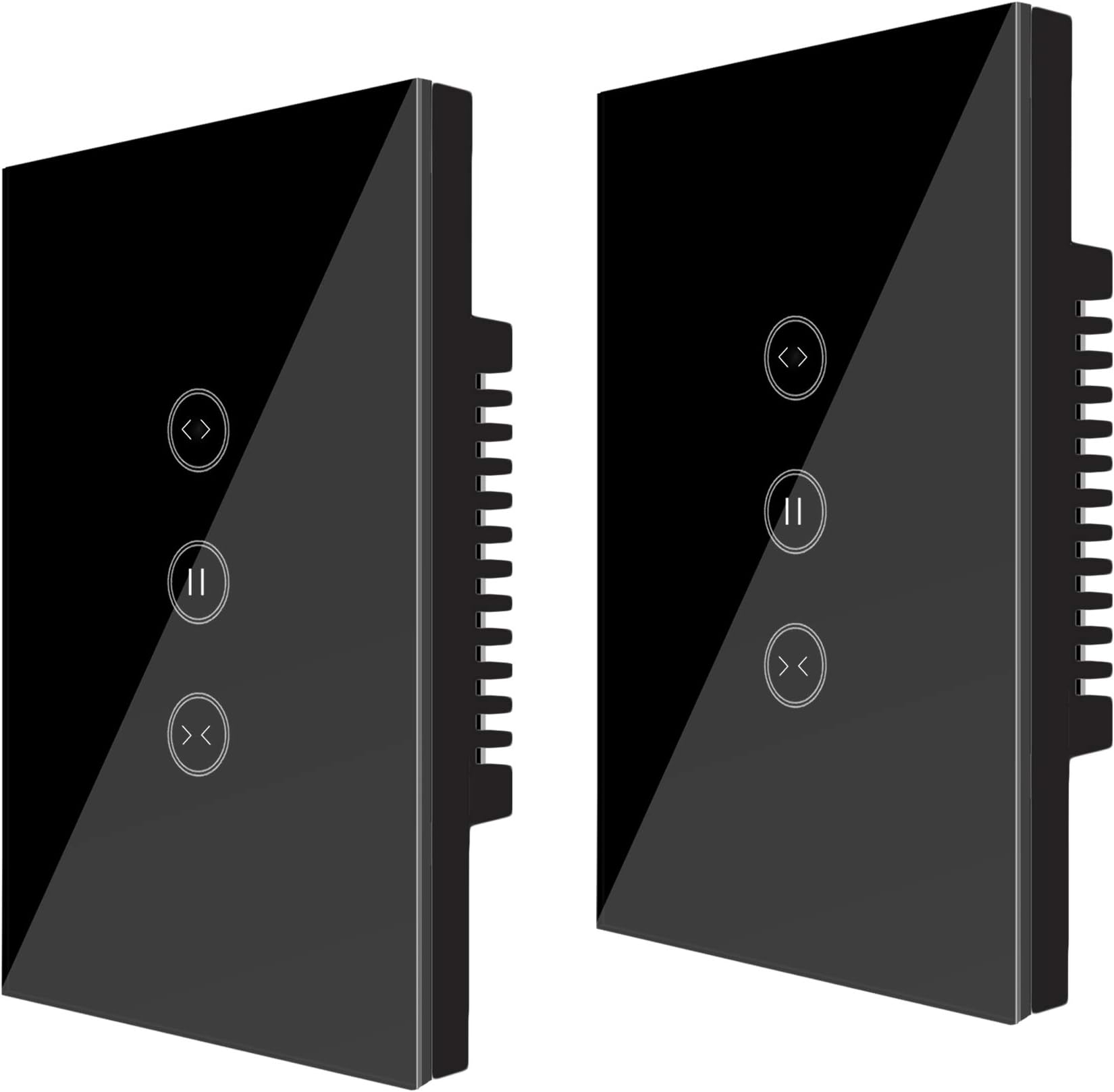 WiFi Curtain Switch, Jinvoo Controller Roller Shutter Switch, US Smart WiFi Touch Switch, Remote Control and Voice, Compatible with Alexa (Echo) / Google Home/iOS/Android, Black (2 Packs)