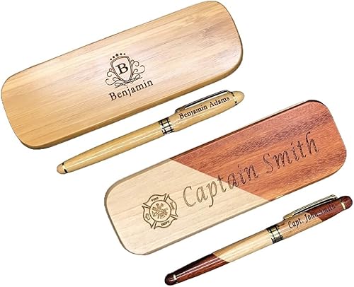 Juego de bolígrafos de madera grabados personalizados con acabado de arce y palisandro, bolígrafo ejecutivo y caja con personalización gratuita
