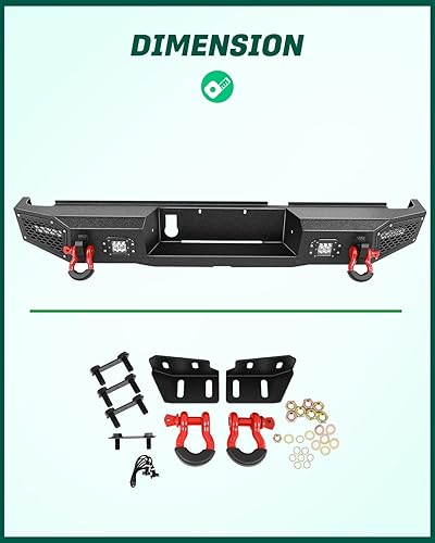 Miniatura 2 de SCITOO Parachoques trasero texturizado negro para Jeep Gladiator JT Rock Crawler 2020-2022 con anillo en D + luces LED