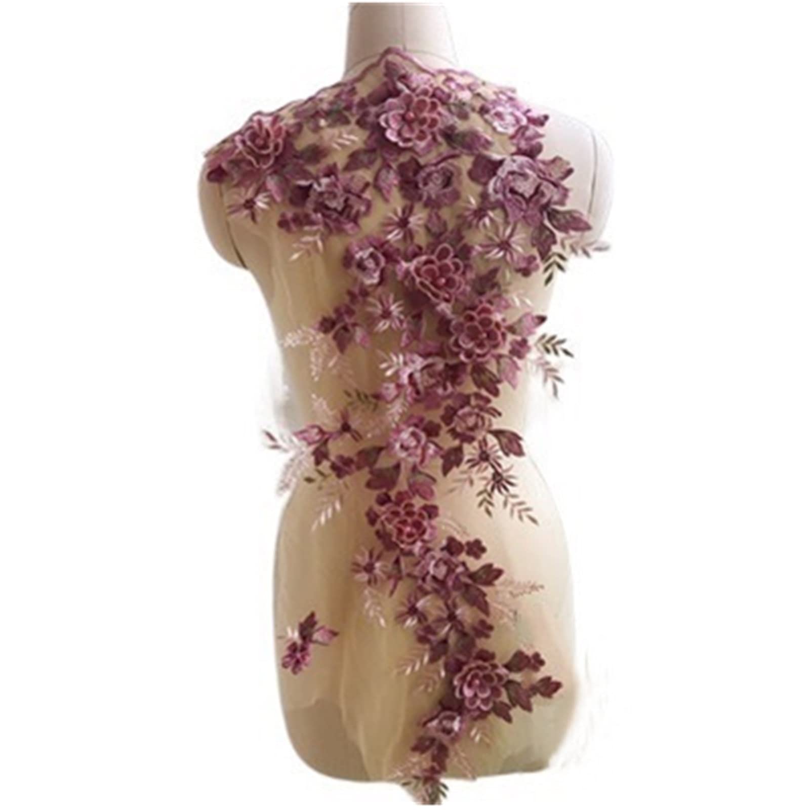 3D Blumen-Pailletten Applikation Zum Aufnähen – Handgefertigt Für Kleider, Kostüme, Taschen (Violett-Rosa)