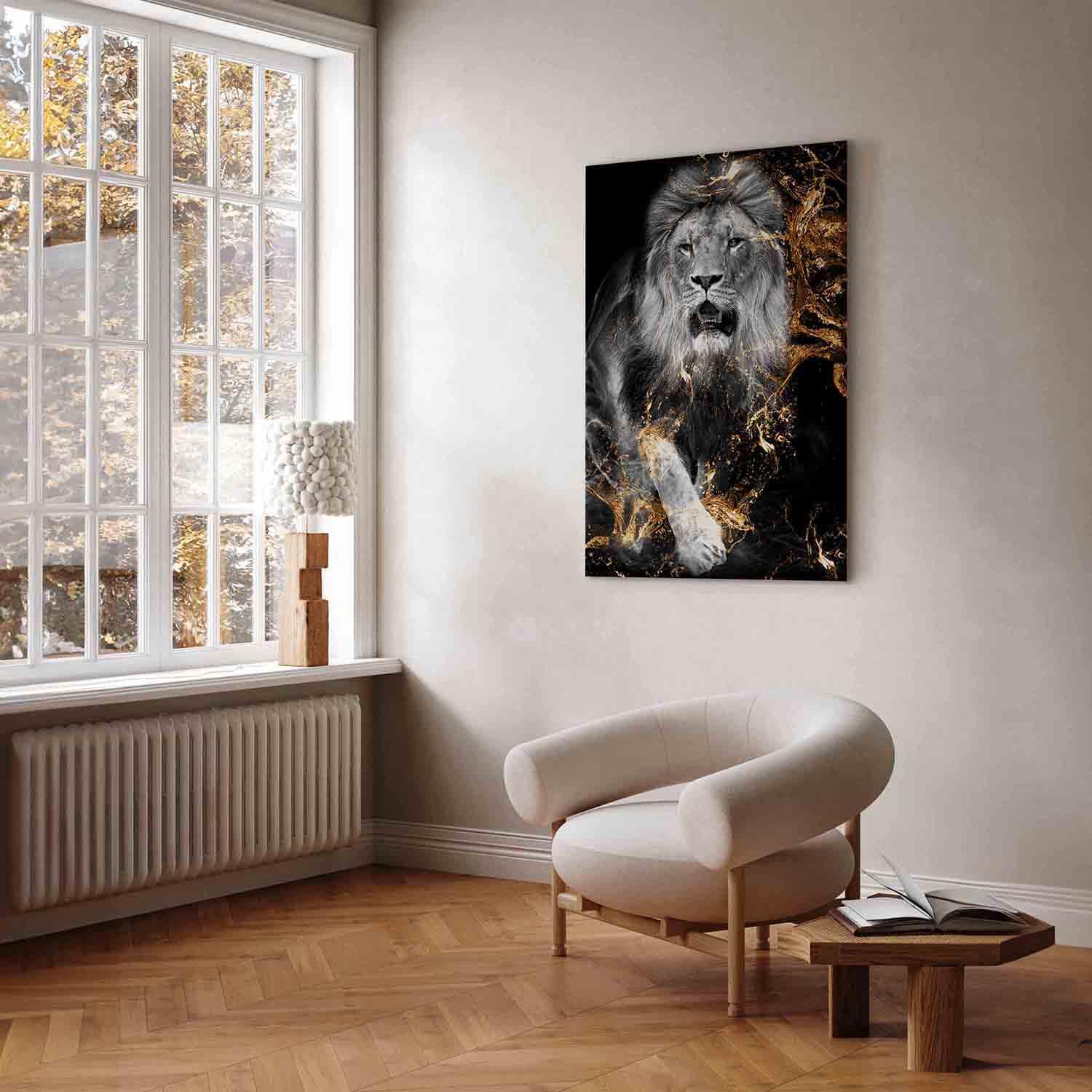 murando - Quadro Moderno per Soggiorno, Leone, 80x120 cm | Chiodi Inclusi, 1 Pezzo, Pannelli Decorativi per Pareti, Decorazione da Parete, Resistenti Allo Sbiadimento