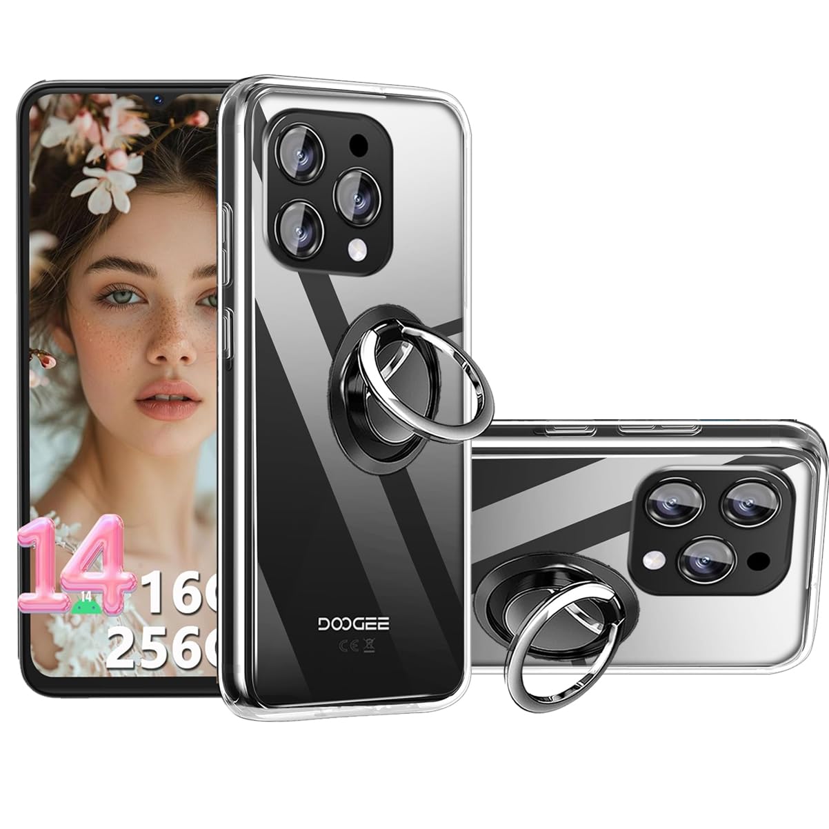 2-in-1 Case + Phone holder Ring Compatible with Doogee N55 Pro/ N55 Plus/ Doogee N55 Cover for Doogee N55 Pro/ N55 Plus/ Doogee N55