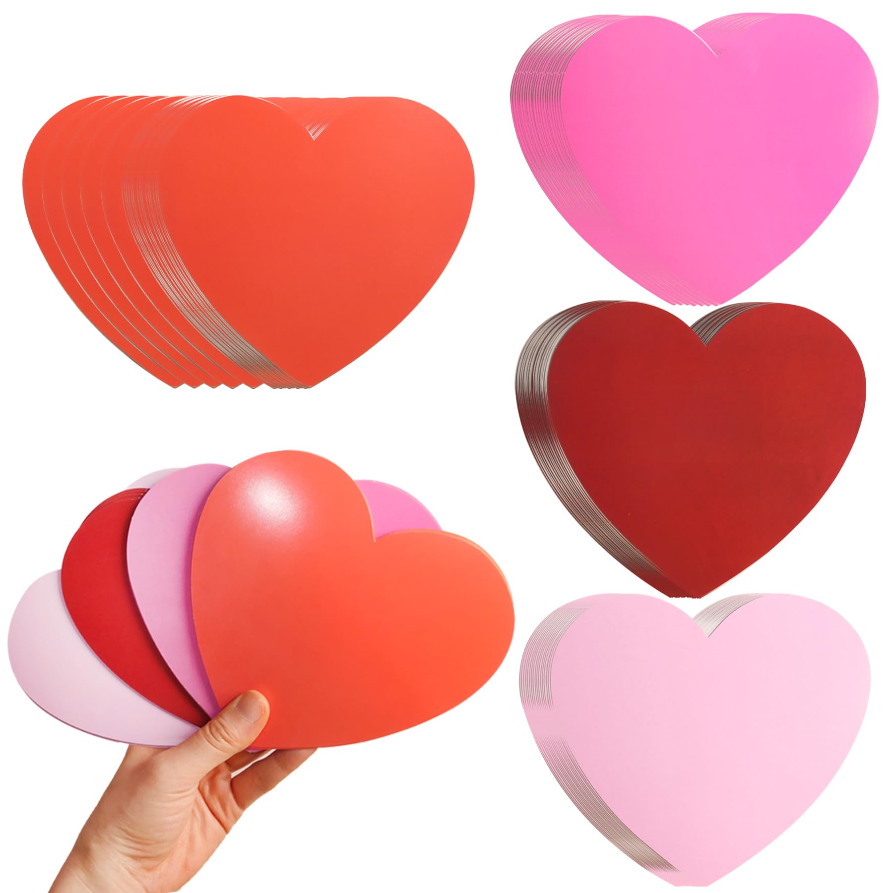 HADDIY Large Paper Hearts Cutous,80 Pcs Red Pink 6 inches Die Cuts Heart Shape Cards for Valentine’s Day and Wedding Craft,Classroom Bulletin Board Decor