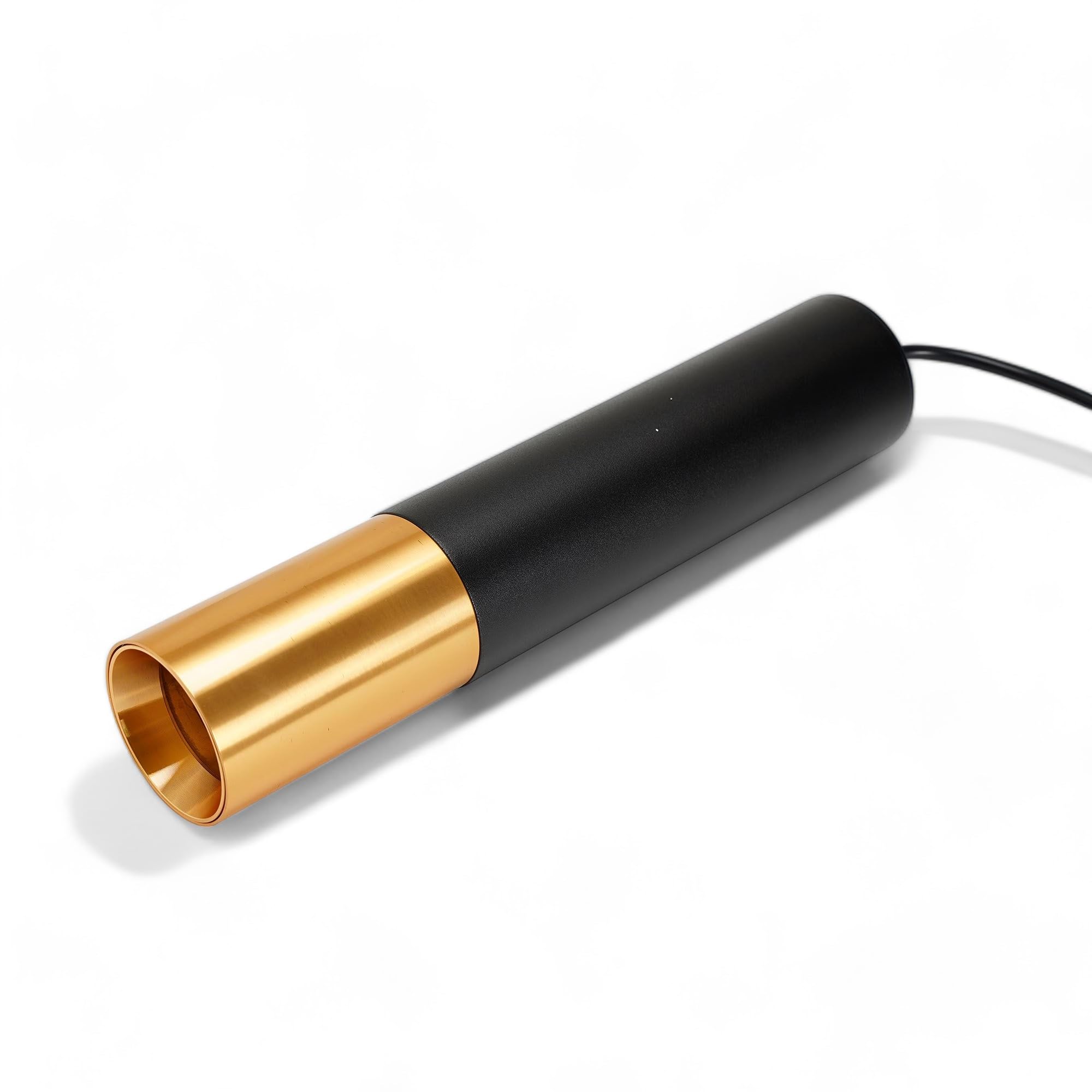 Modern Pendant Cylinder Light, 30cm Length, Black and Golden, GU10 Base
