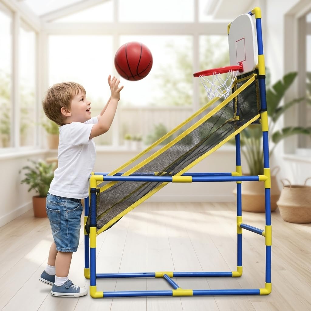 Canasta Baloncesto Infantil Portátil, Juguete Baloncesto para Niños, Deportivo Par Baloncesto Interior y Exterior, con Balón y Bomba