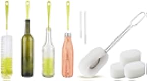 ALINK 17“ Narrow Neck Bottle Brush + 6-Pack Sponge Bottle Dish Brush Set