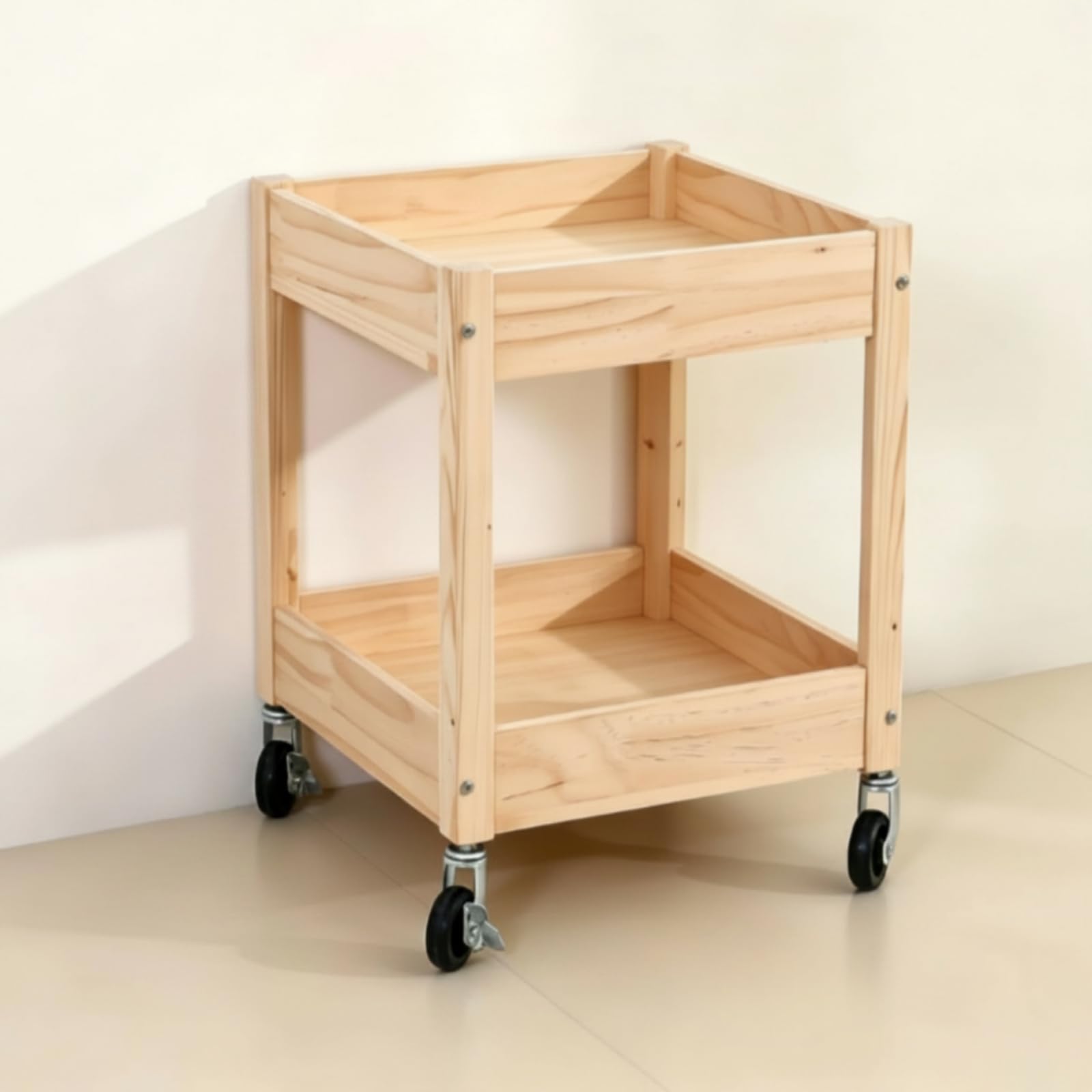 Carrello Organizzatore per La Scuola con Ruote con Bloccaggio E Struttura in Legno con Ripiani per Con Quaderni E Piccoli Giocattoli con Accesso, Carrello 3 Livelli