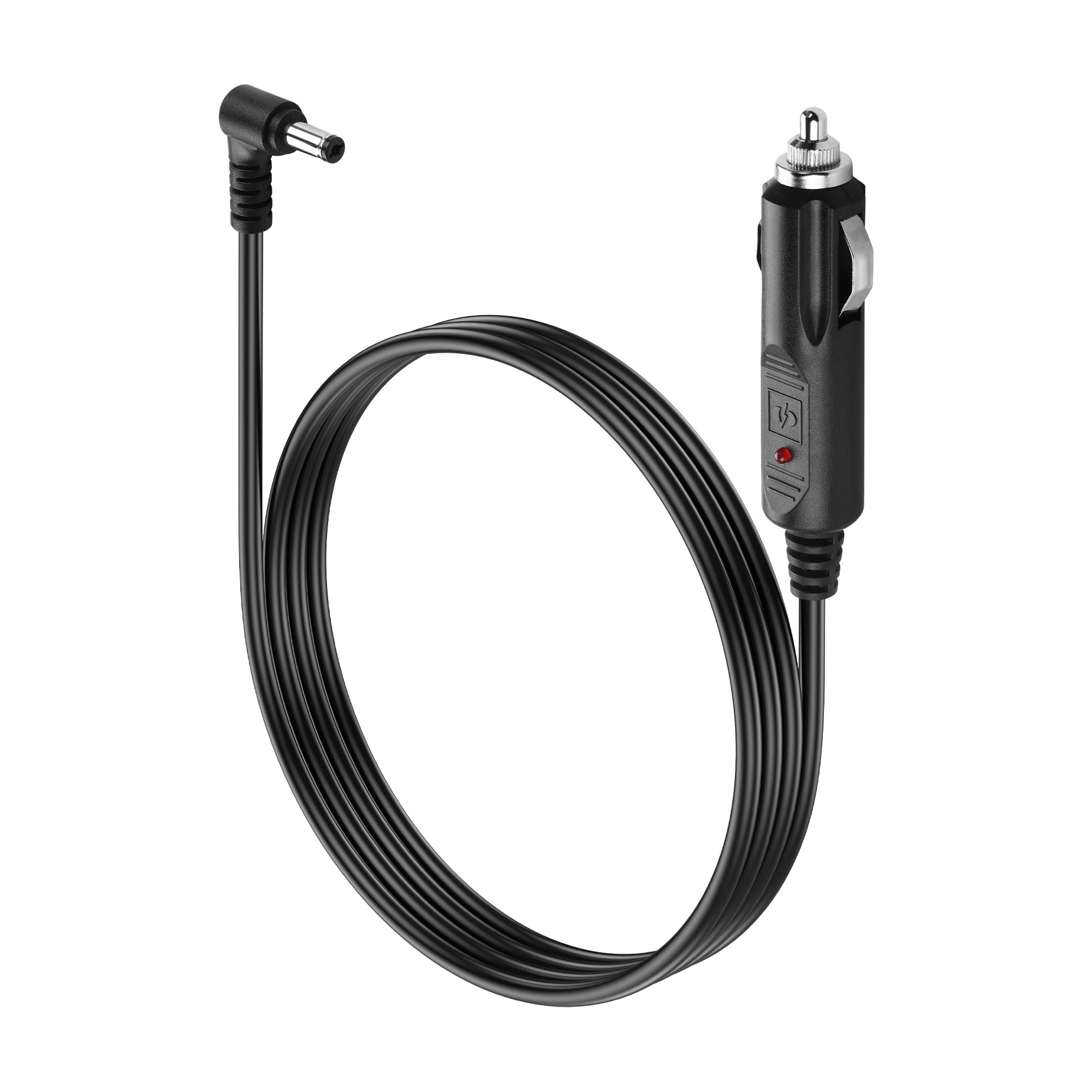 Prostokątny kabel do ładowania samochodu 12 V, 18 AWG DC 5,5 x 2,1 mm, wtyczka do gniazda zapalniczki samochodowej z bezpiecznikiem 10 A, do samochodów osobowych, ciężarowych, kamperów