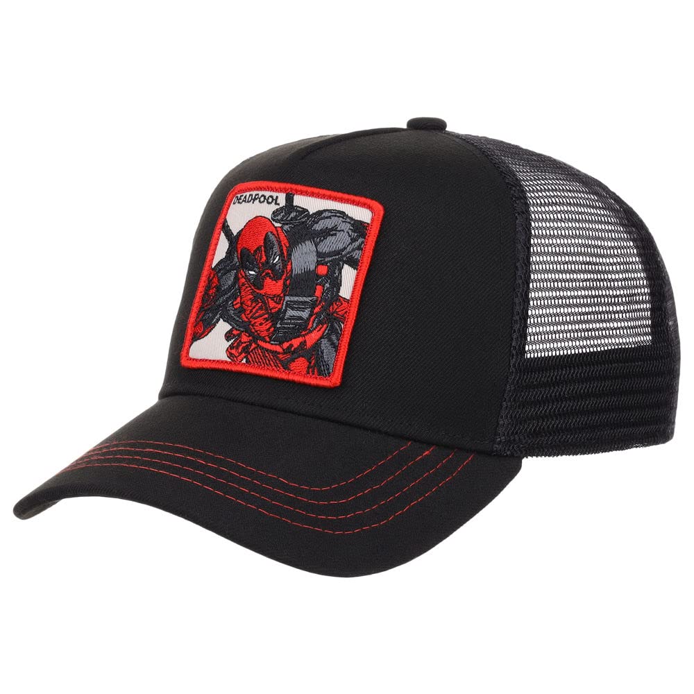 MarvelA-Frame Trucker Adjustable Snapback Hat, Black/Red, One size