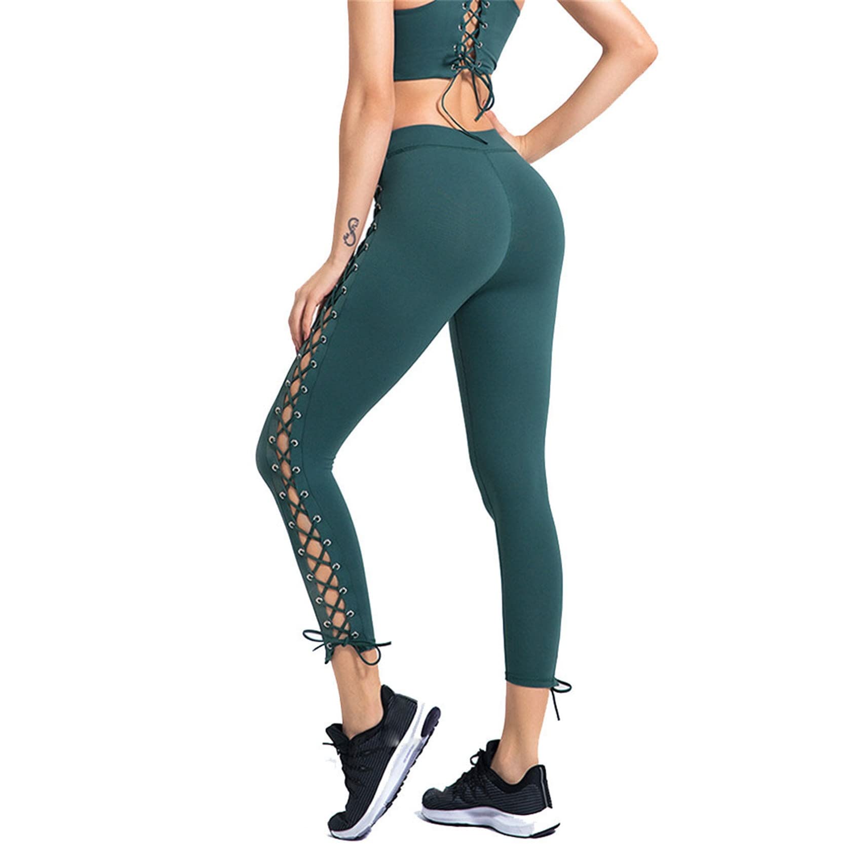 Leggins Mujer Fitness Mallas Deportivo Pilates, Leggings transpirables de hueco sexy de las mujeres Pantalones de yoga delgado flexible delgado Pantalones de entrenamiento de control de la cordillera