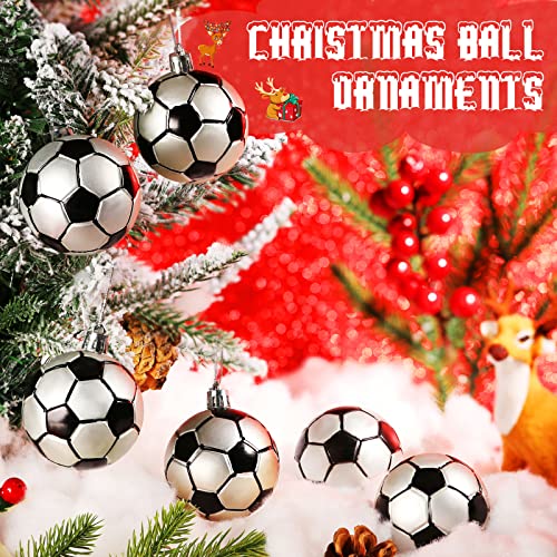 Christmas Ornament Ball Plastic Ornament 2.36 Inch Xmas Christmas Tree Ornaments With Hanging Loop Sports Theme Decorative Hanging Ornaments For Holiday Party Christmas Tree Home (Soccer, 6 Pcs) #TOP4