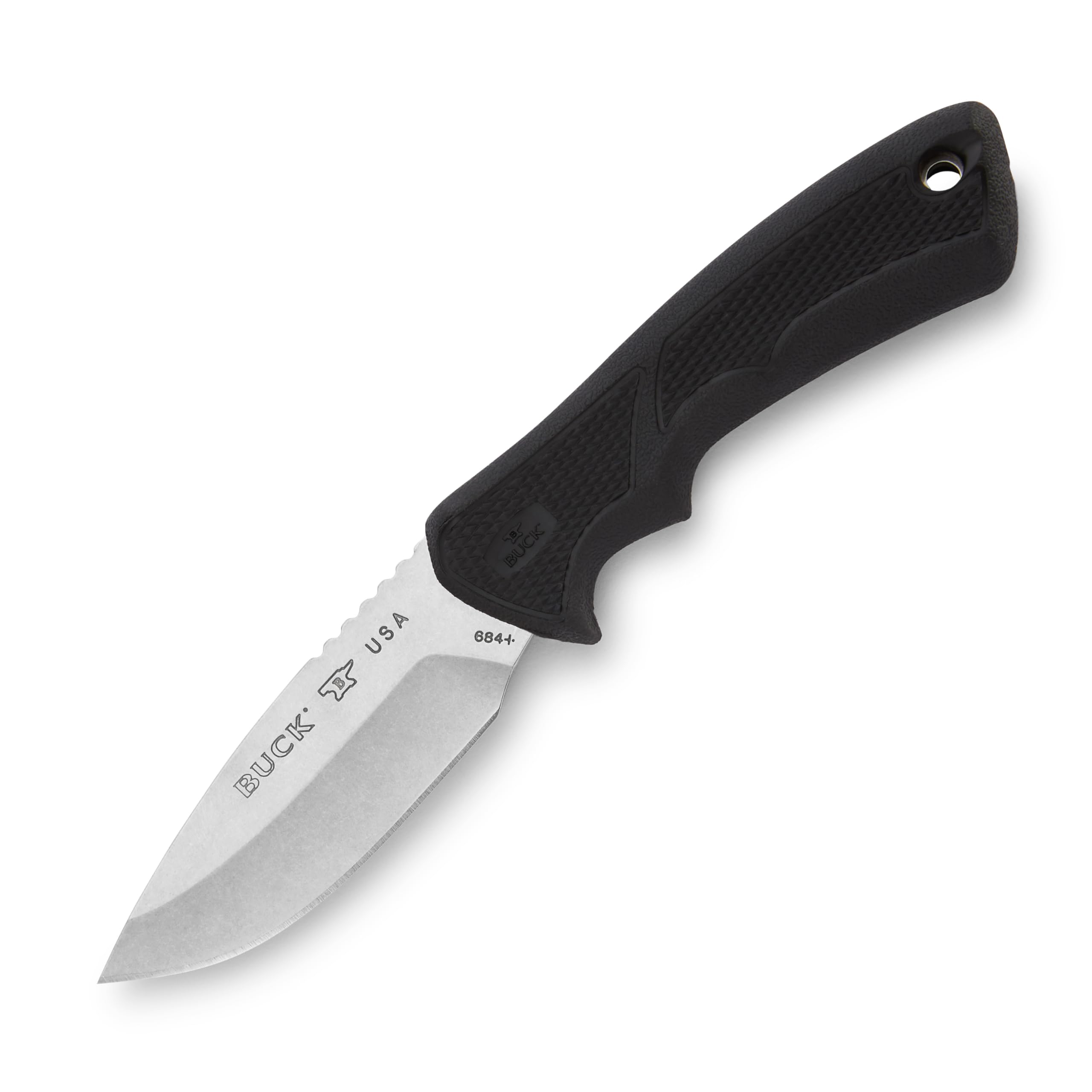 Buck Knives684 Small BuckLite Max II Hunting Knife, 3-1/4" Fixed Blade, Dynaflex Rubber Handle, 420HC Stainless Steel Drop Point Blade, Sheath Included, Knife Made in the USA, 2.8 oz